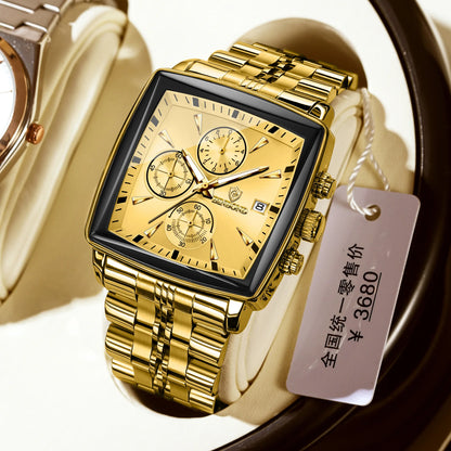 Men BINBOND 911 Square Luxury Quartz Watch